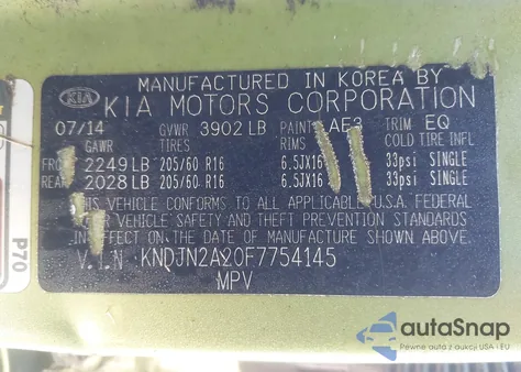 2015 Kia Soul from USA, damaged, VIN KNDJN2A20F7754145